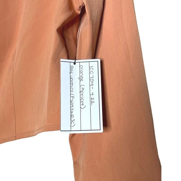 Madison & Berkeley Cropped Long Sleeved Button Down Shirt, Orange Fall Top - Picture 5 of 5